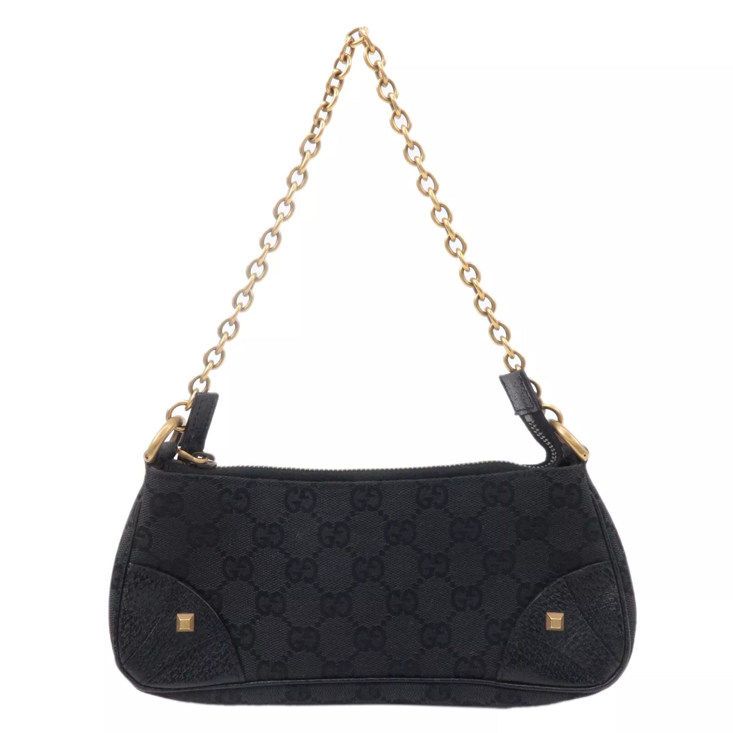 GUCCI Chain Hand Bag Pouch Black GG