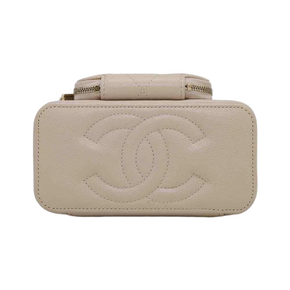 CHANEL Matelasse 2WAY Chain Vanity Bag Calfskin Beige