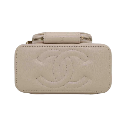 CHANEL Matelasse 2WAY Chain Vanity Bag Calfskin Beige