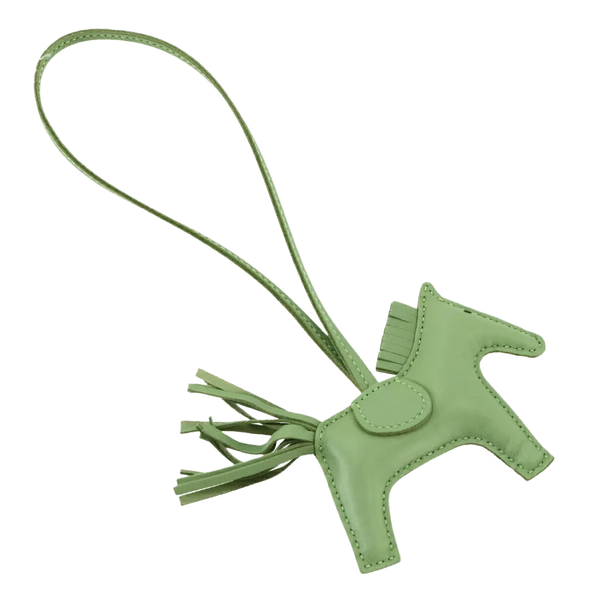HERMES Rodeo PM Bag Charm Agneau Milo Swift Leather Vert Criquet