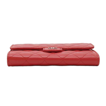 CHANEL Matelasse Chain Wallet Lambskin Red
