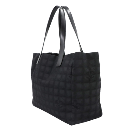 CHANEL New Travel Line Tote MM Bag Nylon Jacquard Leather Black A15991