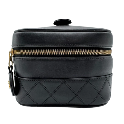Chanel MATRASSE Vanity Bag Coco Mark Bicolore Lambskin Black Women’s