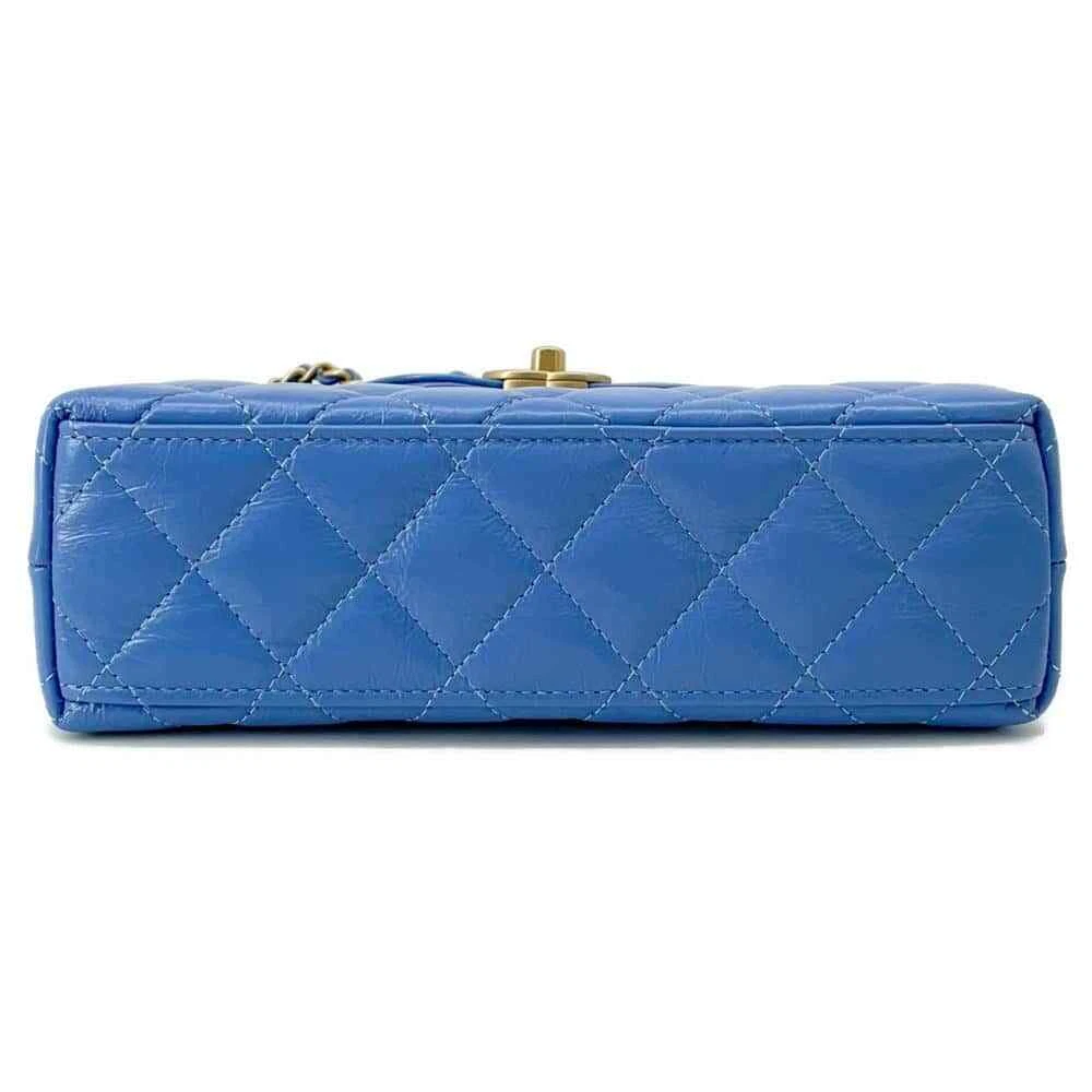 CHANEL Matelasse Mini Shopping Bag 2-Way Bag Size Mini Shiny Calf Leather Light Blue