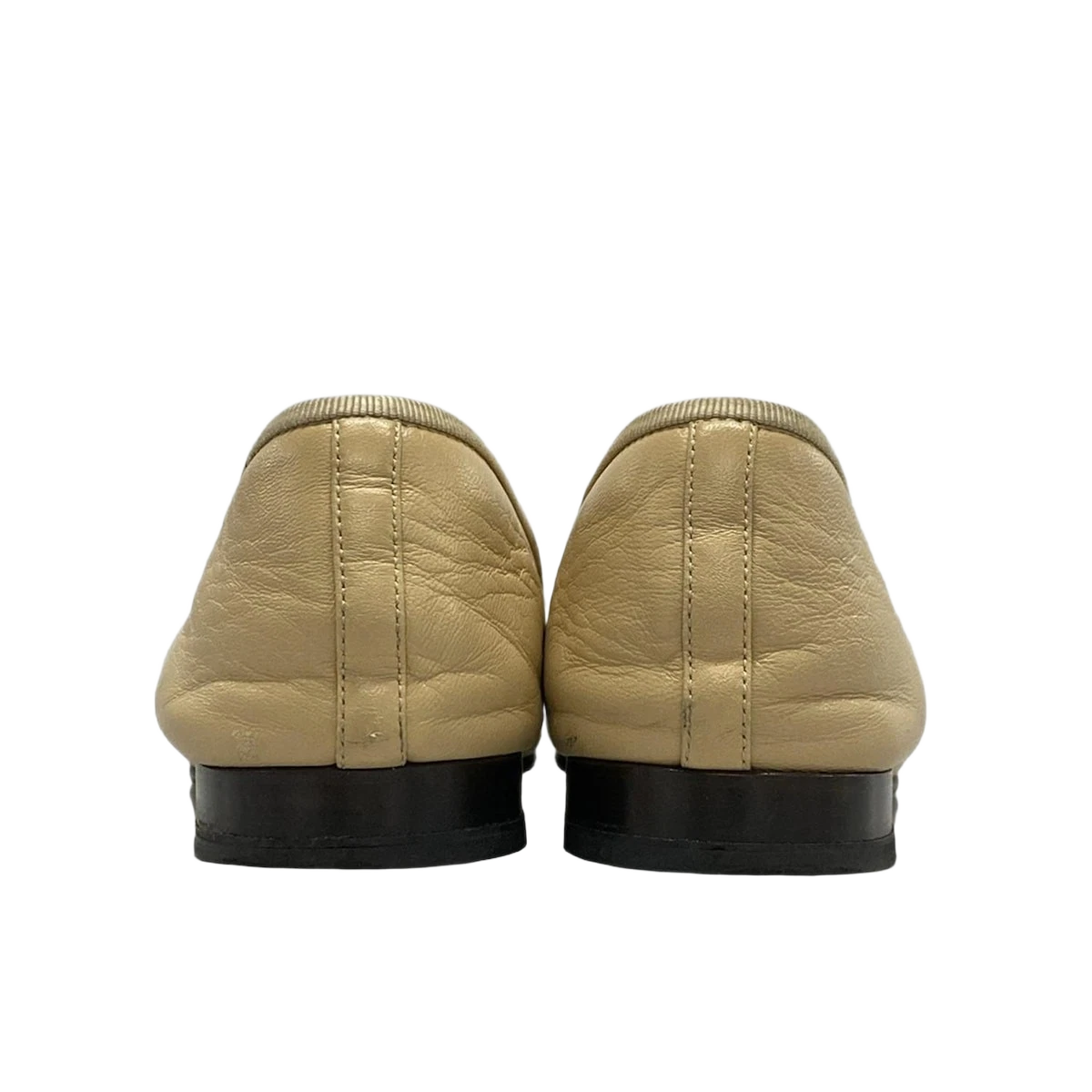 CHANEL Beige Black Lambskin Women's Shoes