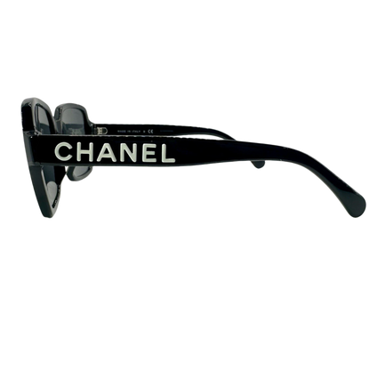 CHANEL Sunglasses Black With White Logo CH5408 C.1026/S4