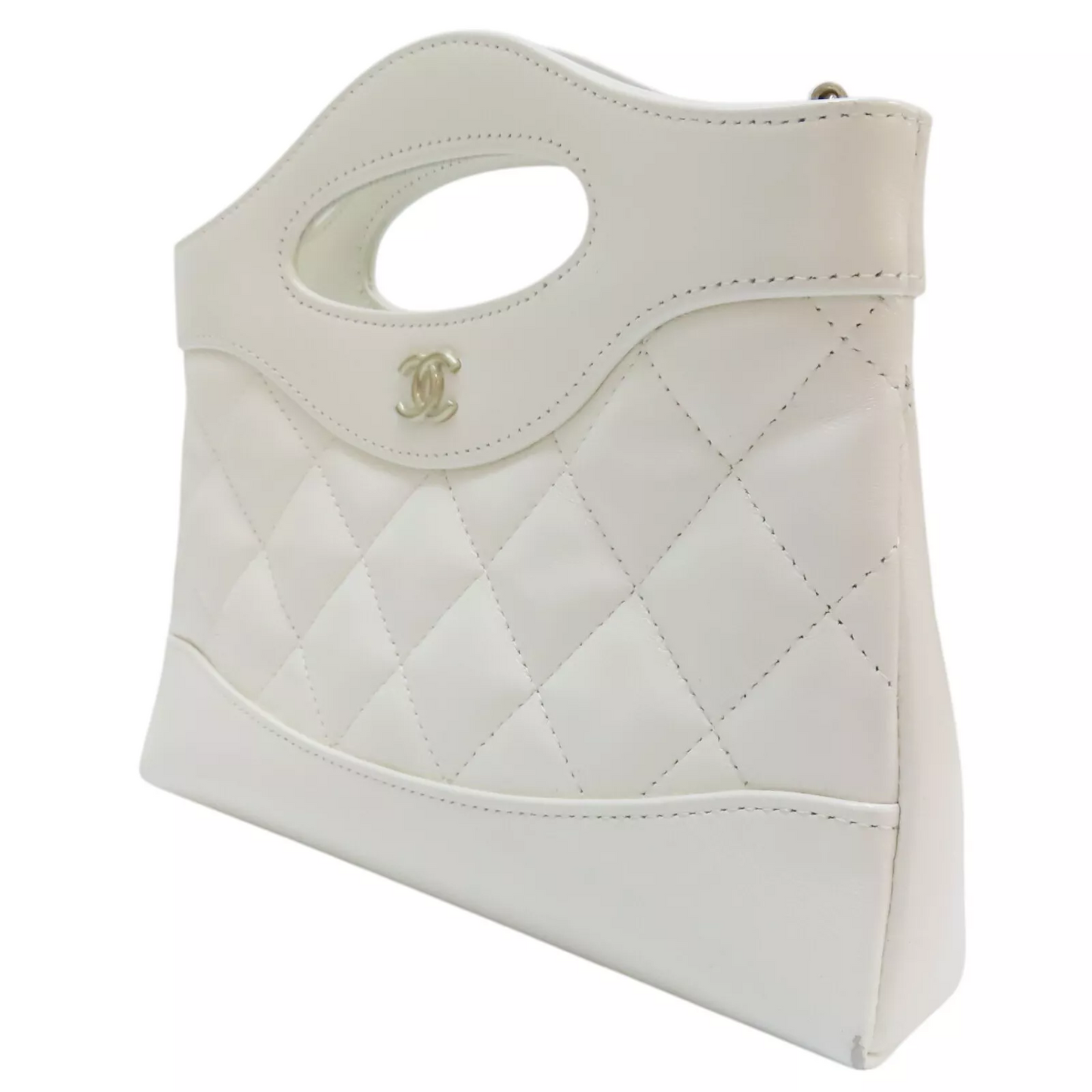 CHANEL 31 31 Nano Shoulder Handbag Calfskin White