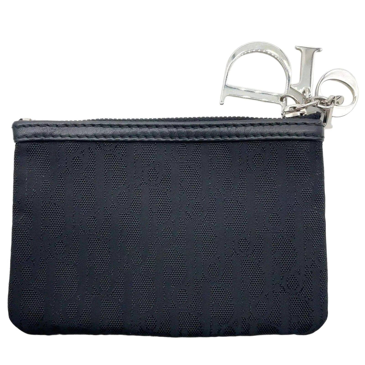 Christian Dior Trotter Nylon Black Logo Charm Coin Case