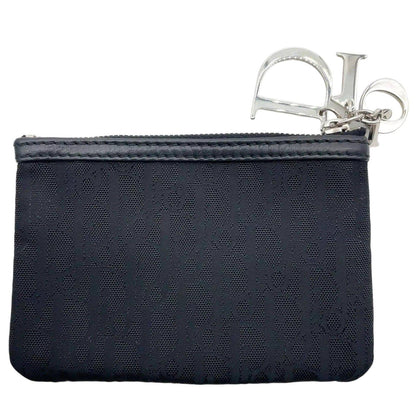 Christian Dior Trotter Nylon Black Logo Charm Coin Case