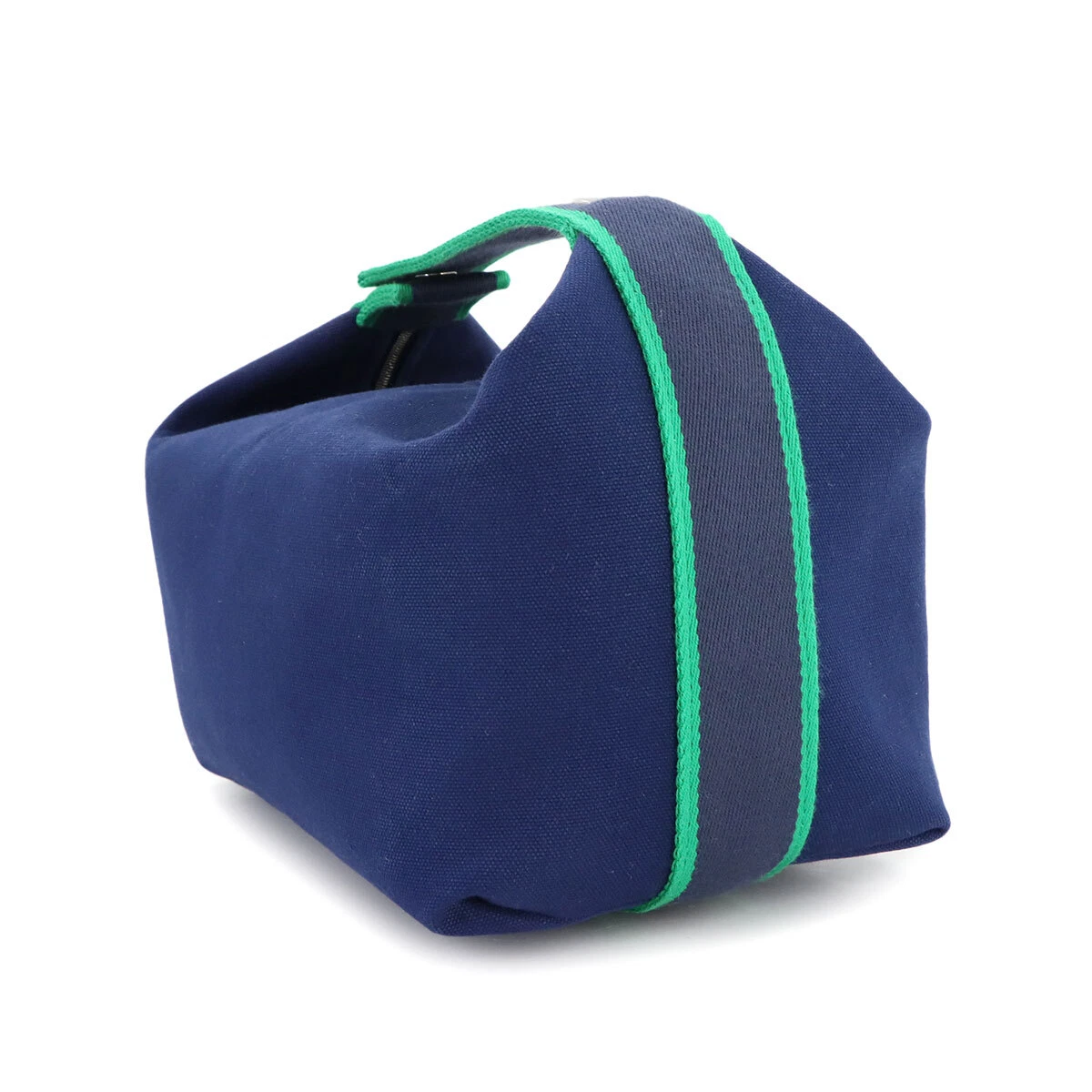 HERMES Bride a Brac GM Hand Bag Toile H Blue Marine Green Pouch