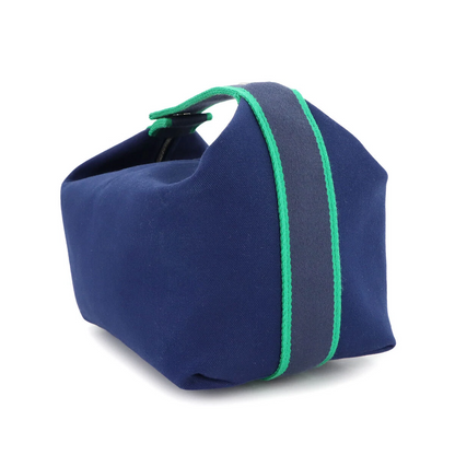 HERMES Bride a Brac GM Hand Bag Toile H Blue Marine Green Pouch