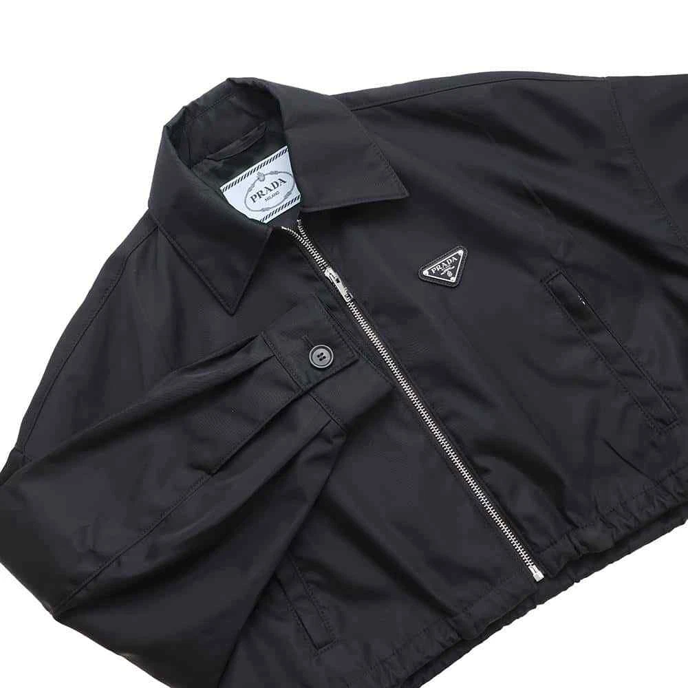 PRADA Re-Nylon Cropped Blouson Jacket Size 36 Nylon 100% Black