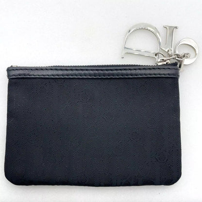 Christian Dior Trotter Nylon Black Logo Charm Coin Case