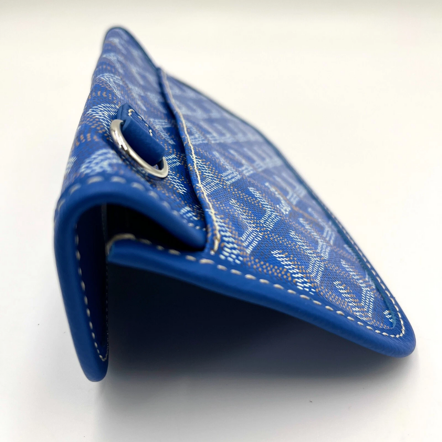 GOYARD Saint Louis Pochette Blue Canvas Leather Pouch Wallet