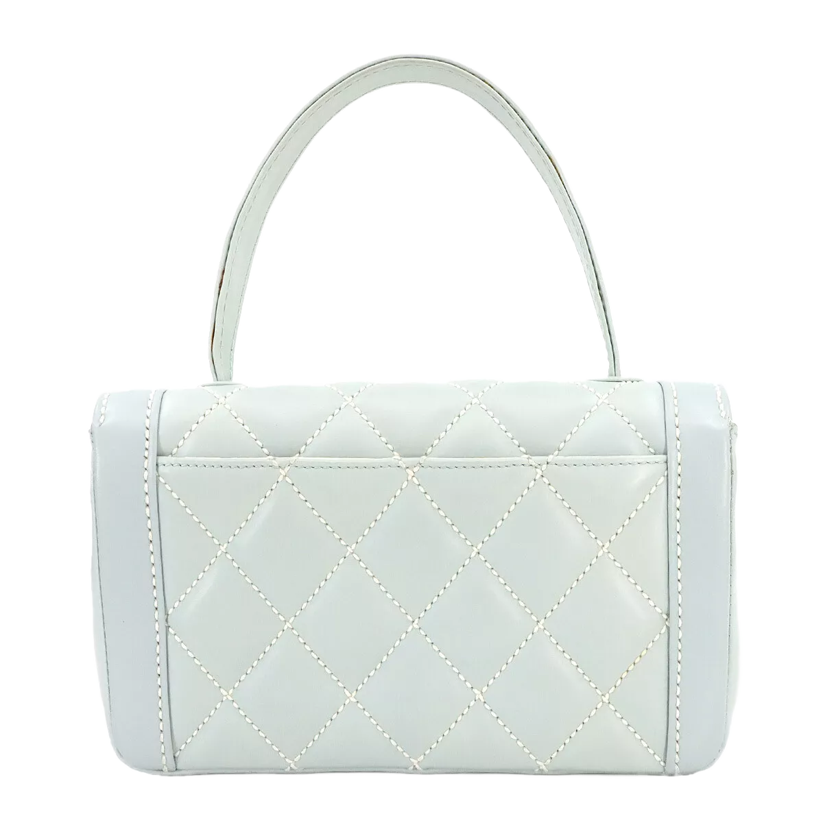 CHANEL Matelasse Wild Stitch Hand Bag Leather Light Blue