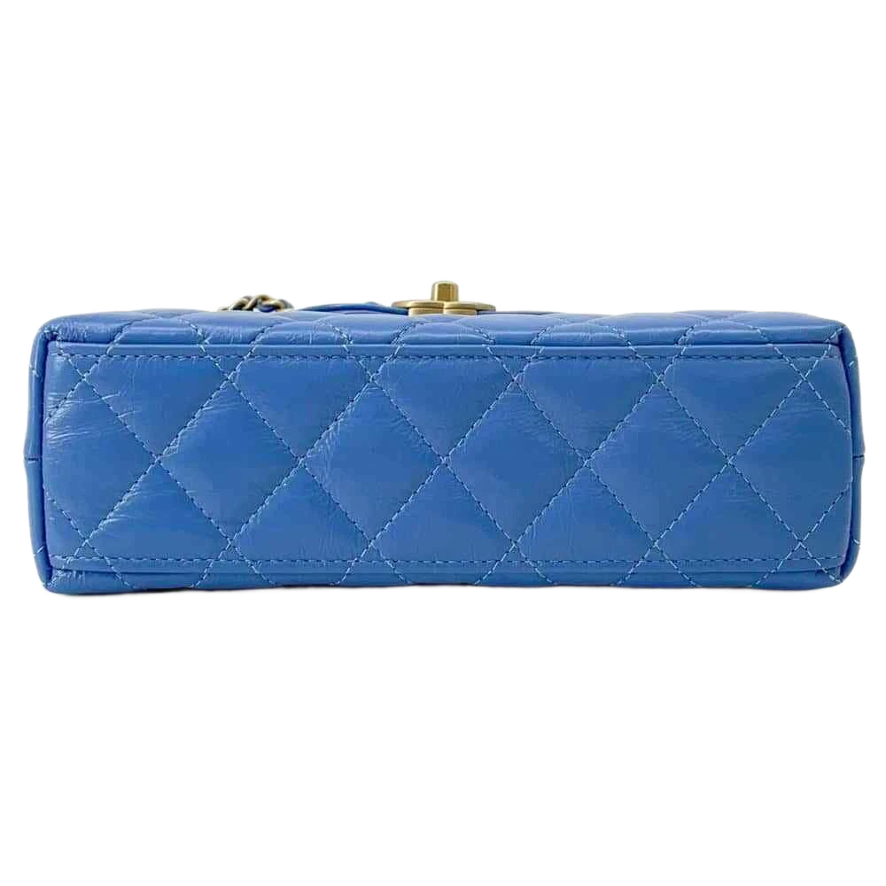 CHANEL Matelasse Mini Shopping Bag 2-Way Bag Size Mini Shiny Calf Leather Light Blue