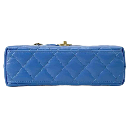 CHANEL Matelasse Mini Shopping Bag 2-Way Bag Size Mini Shiny Calf Leather Light Blue