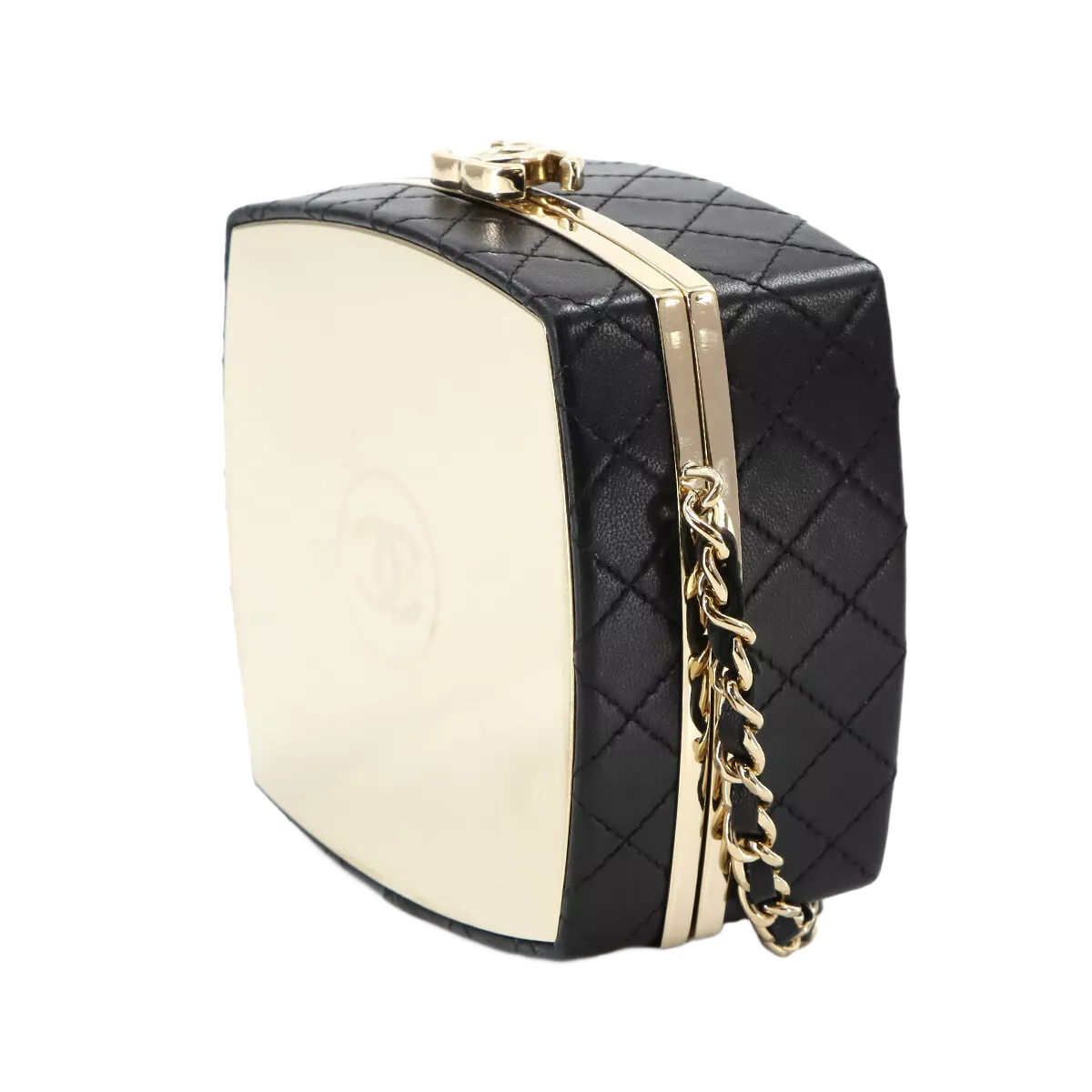 CHANEL Matelasse Chain Clutch Shoulder Bag Leather Black
