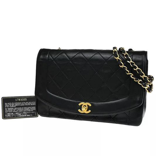 CHANEL CC Diana Matelasse 25 Chain Shoulder Bag – Black Leather