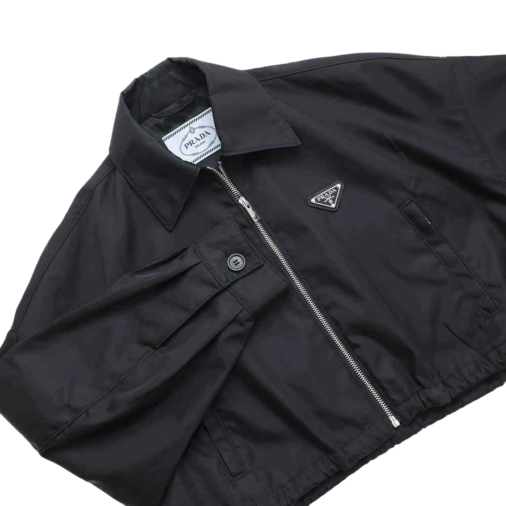 PRADA Re-Nylon Cropped Blouson Jacket Size 36 Nylon 100% Black