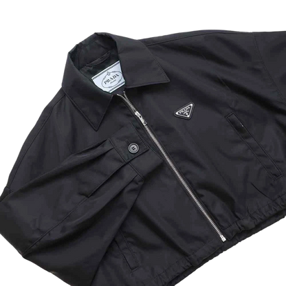 PRADA Re-Nylon Cropped Blouson Jacket Size 36 Nylon 100% Black