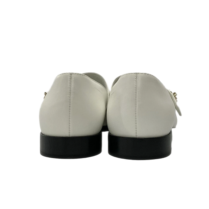 CHANEL White Black Leather Patent Leather Women's Pumps