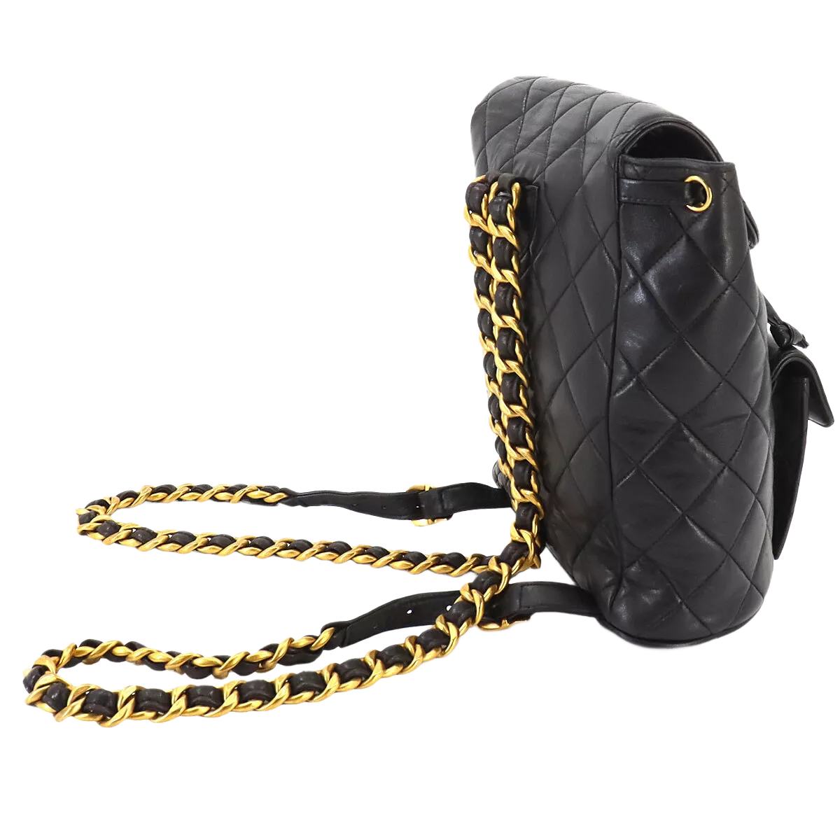 CHANEL Matelasse Chain Backpack Leather Black duma Purse Vintage