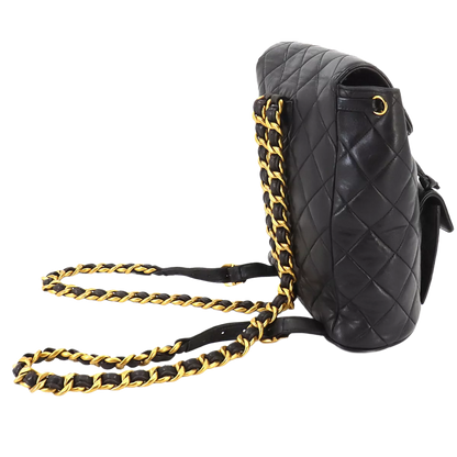 CHANEL Matelasse Chain Backpack Leather Black duma Purse Vintage