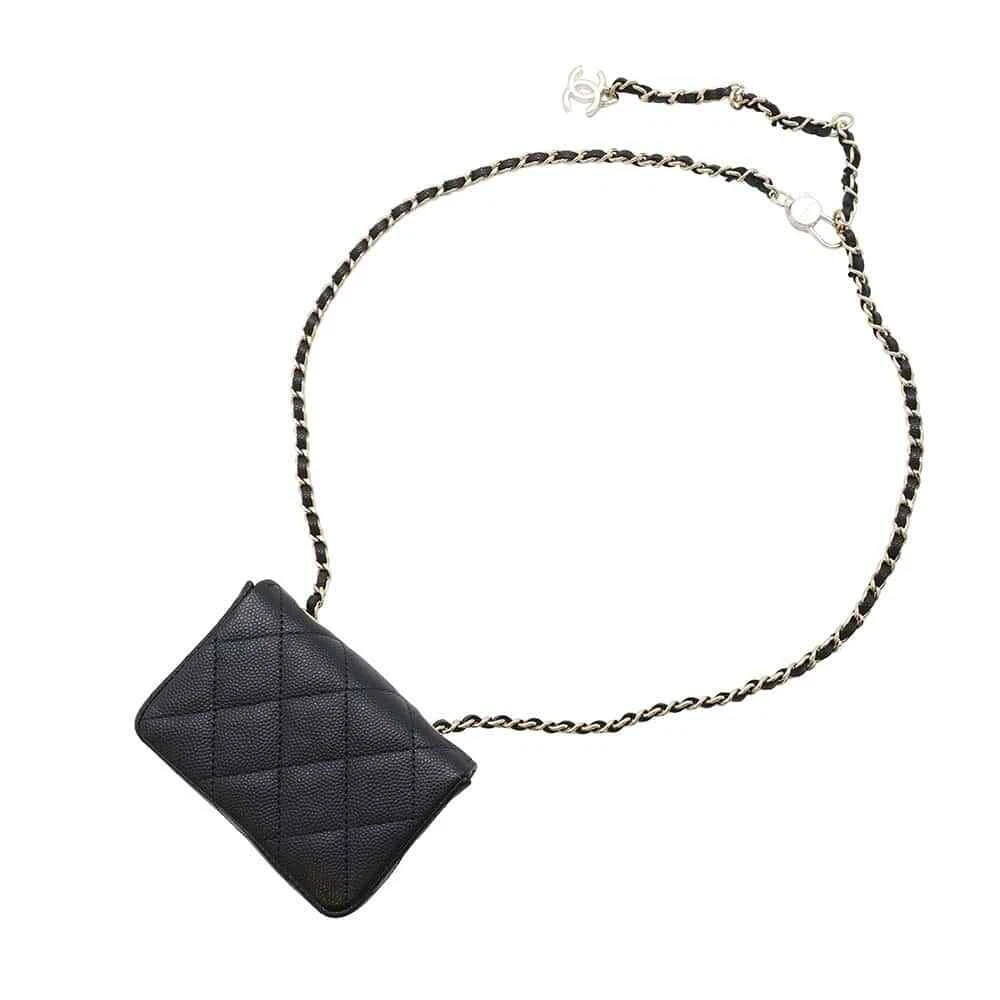 CHANEL Matelasse Belt Bag Calfskin Black