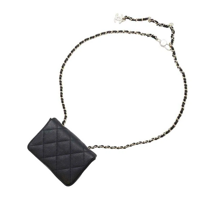 CHANEL Matelasse Belt Bag Calfskin Black