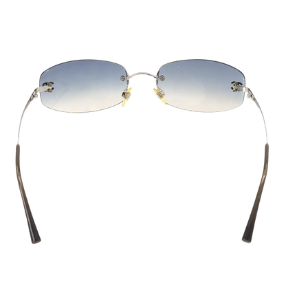 CHANEL Sunglasses CC Blue Gradation Silver
