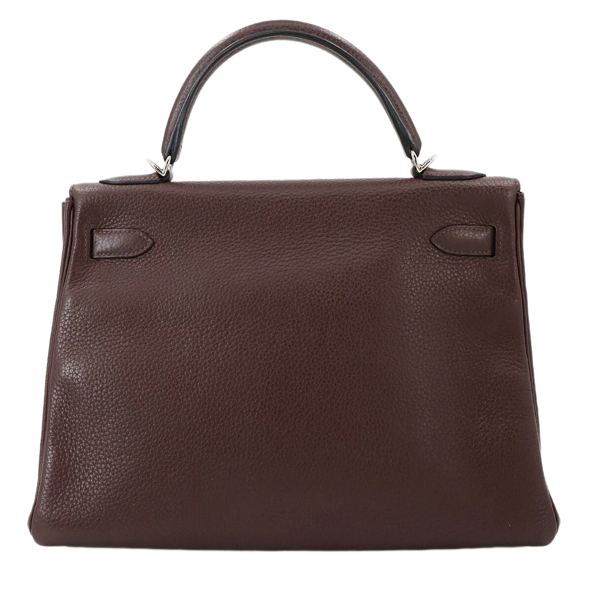 HERMES Kelly 32 Hand Shoulder Bag Taurillon Clemence Cacao Purse