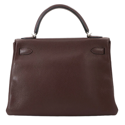 HERMES Kelly 32 Hand Shoulder Bag Taurillon Clemence Cacao Purse