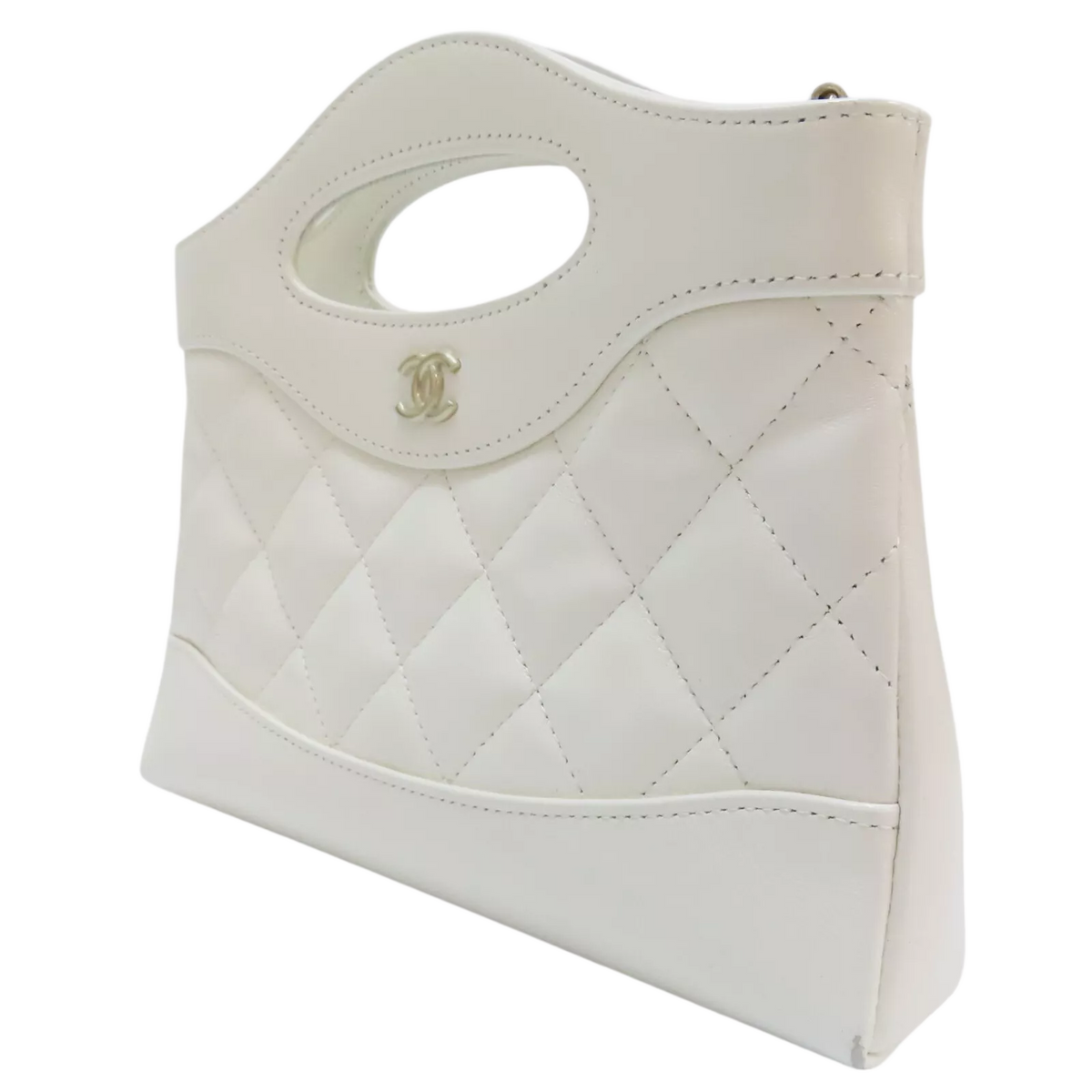 CHANEL 31 31 Nano Shoulder Handbag Calfskin White
