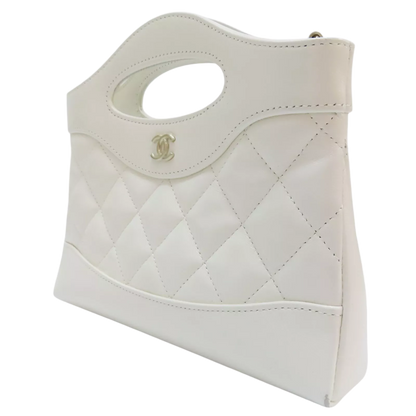 CHANEL 31 31 Nano Shoulder Handbag Calfskin White