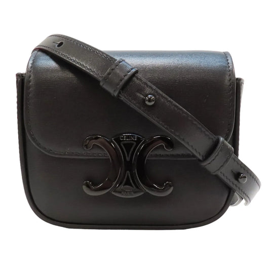 CELINE Mini Triomphe Shoulder Bag Calfskin Black