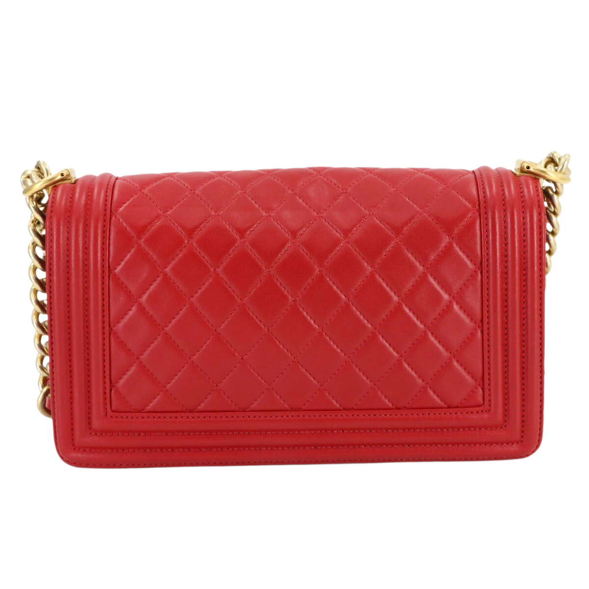 CHANEL BOY CHANEL Chain Shoulder Bag Leather Red Purse