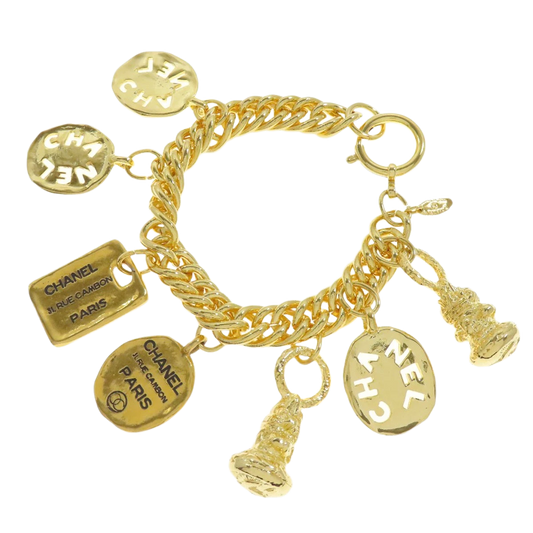 CHANEL Vintage with Logo Bracelet Metal Ladies