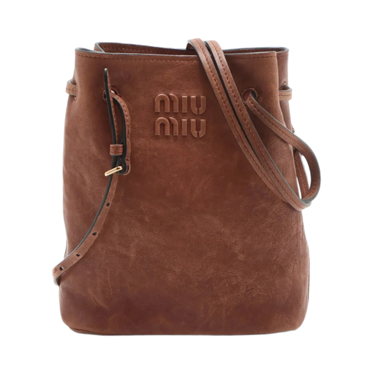 Miu Miu Nappa Leather Shoulder Bag Brown