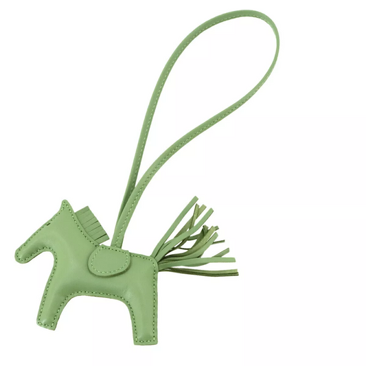 HERMES Rodeo PM Bag Charm Agneau Milo Swift Leather Vert Criquet