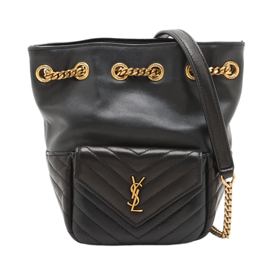 Saint Laurent Paris Joe Leather Chain Shoulder Bag Black
