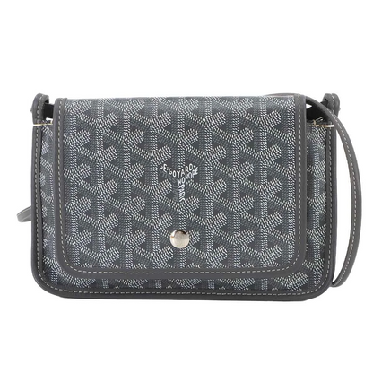 GOYARD Plumet Pocket Wallet Shoulder Bag PVC Leather Grey Purse