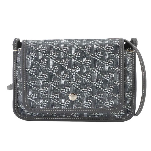 GOYARD Plumet Pocket Wallet Shoulder Bag PVC Leather Grey Purse
