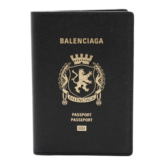Balenciaga Leather Passport Case Black