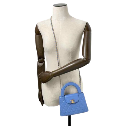 CHANEL Matelasse Mini Shopping Bag 2-Way Bag Size Mini Shiny Calf Leather Light Blue