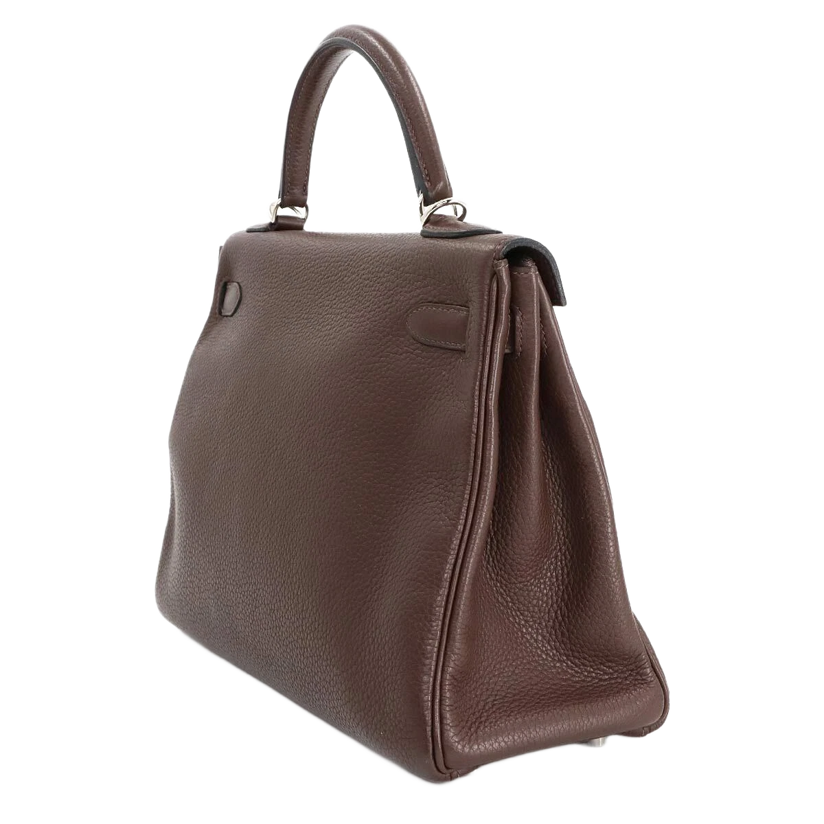 HERMES Kelly 32 Hand Shoulder Bag Taurillon Clemence Cacao Purse