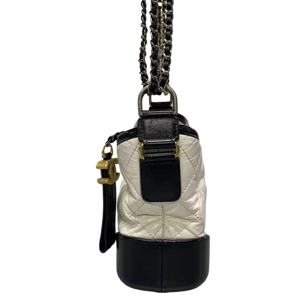 CHANEL Gabrielle de Chanel Small Hobo Bag White Black Aged Calfskin