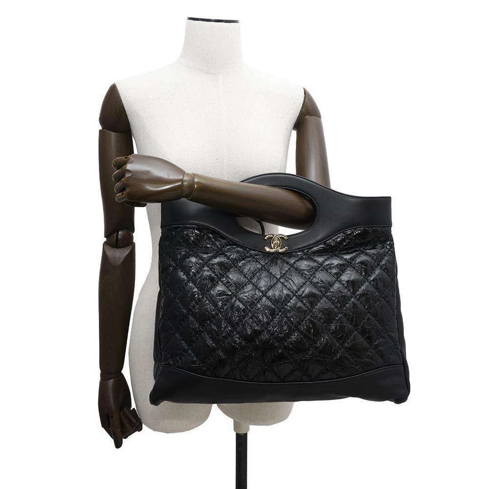 CHANEL CHANEL31 2-WAY Handbag Size Large Crumple Calf Leather Black