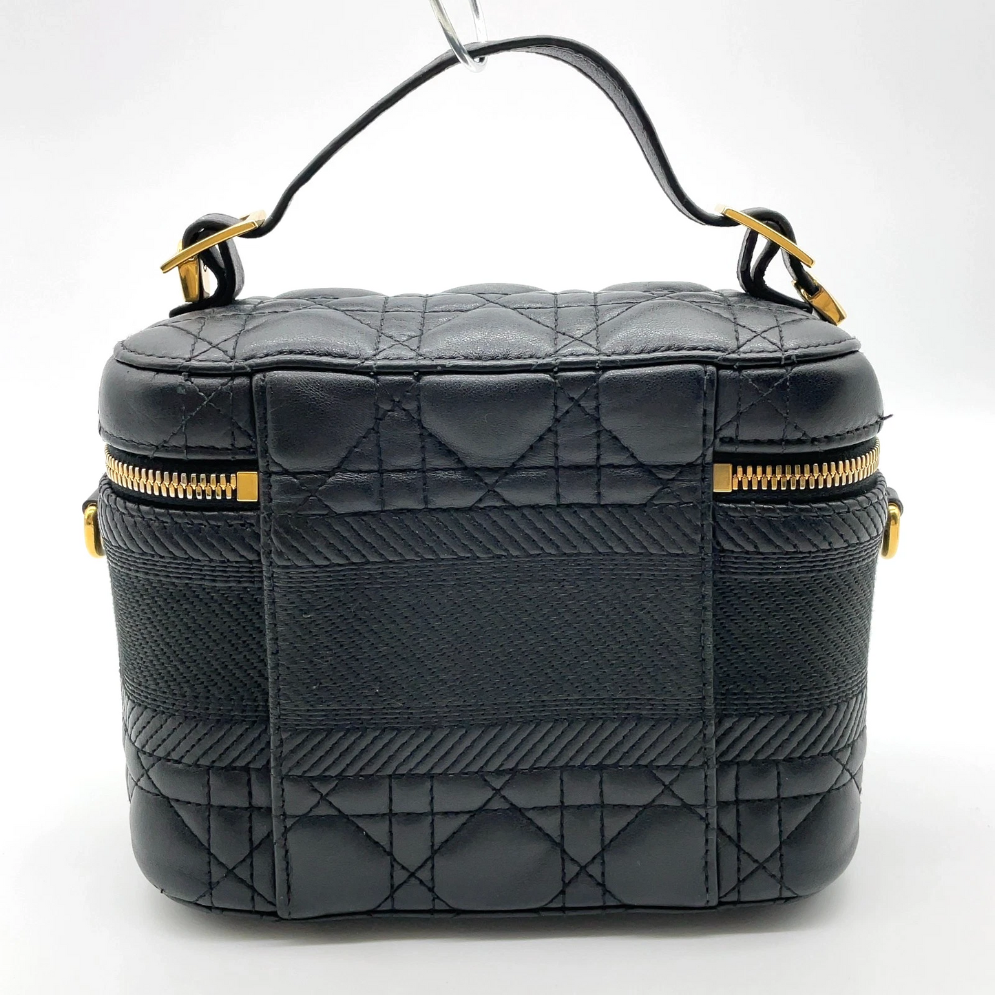 Christian Dior Small Cannage Leather 2-Way Vanity Bag in Black