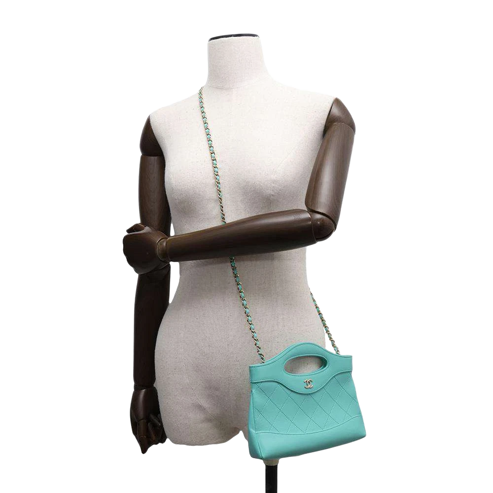 CHANEL CHANEL31 Mini Shopping Bag Calf Leather Turquise Blue